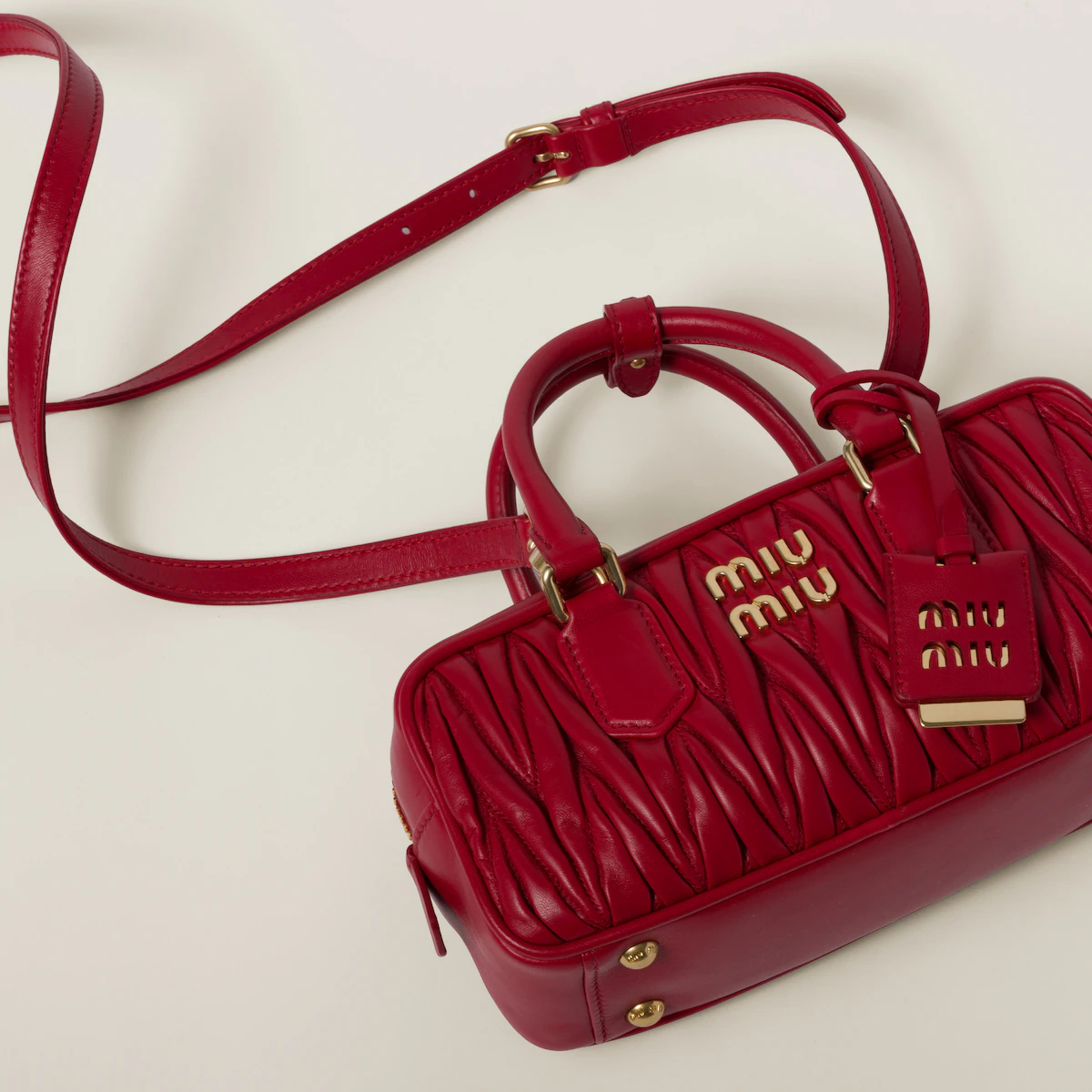 Miu Miu Arcadie matelassé Quilted Lambskin Leather Red Top-Handle Bags - 图片 5