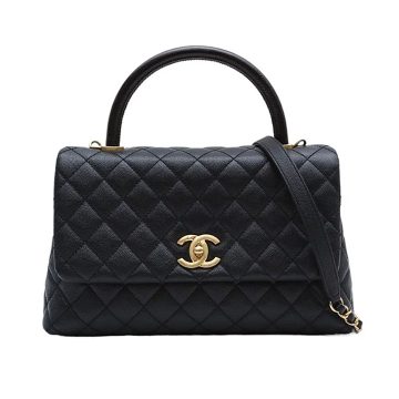 Chanel Coco Handle Black 29cm Quilted Caviar Leather Crossbody Bags Top-Handle Bags