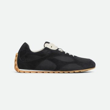 Bottega Veneta Orbit Flash Sneakers In Black Suede And Nylon Lace-Up Sneaker With Leather Trims