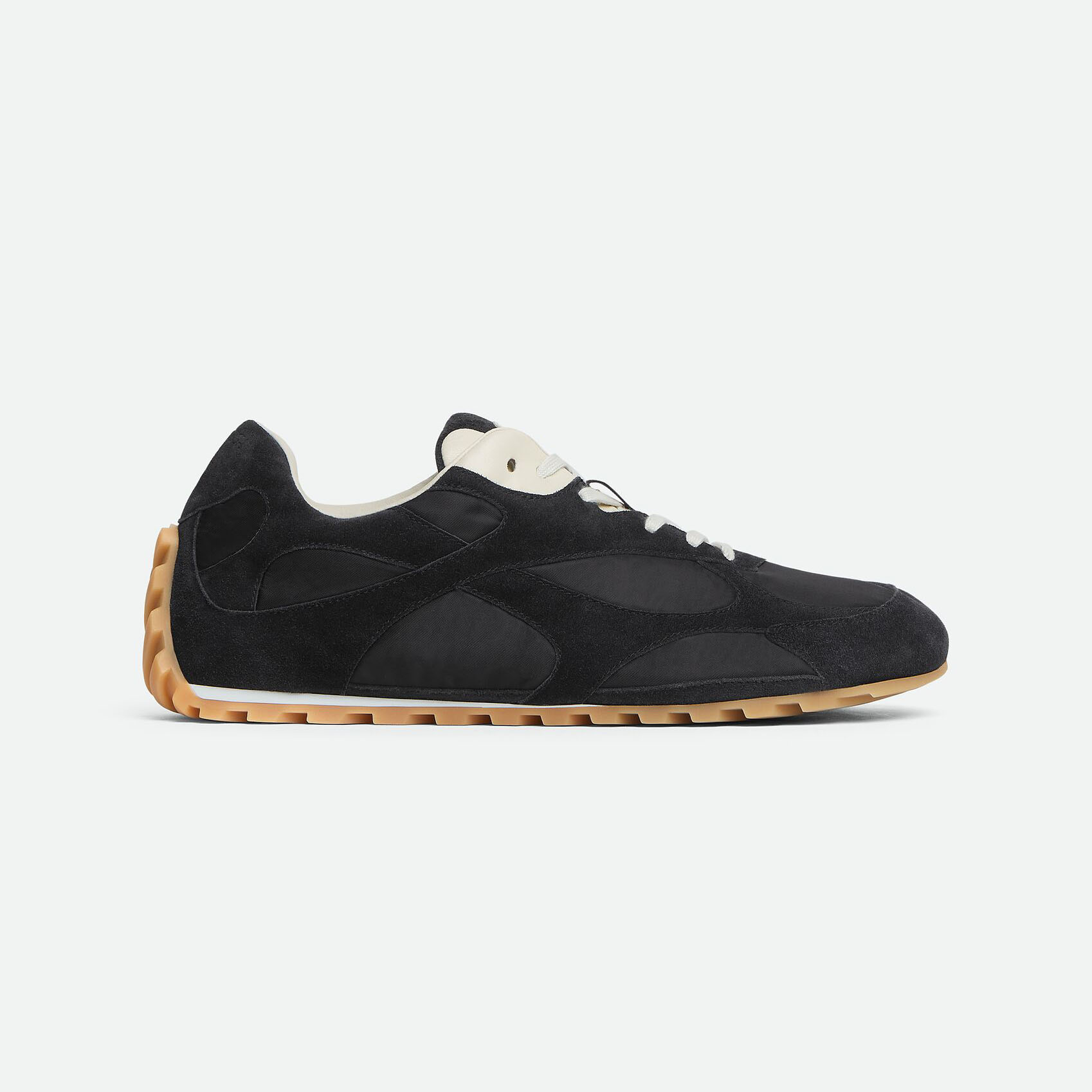 Bottega Veneta Orbit Flash Sneakers In Black Suede And Nylon Lace-Up Sneaker With Leather Trims