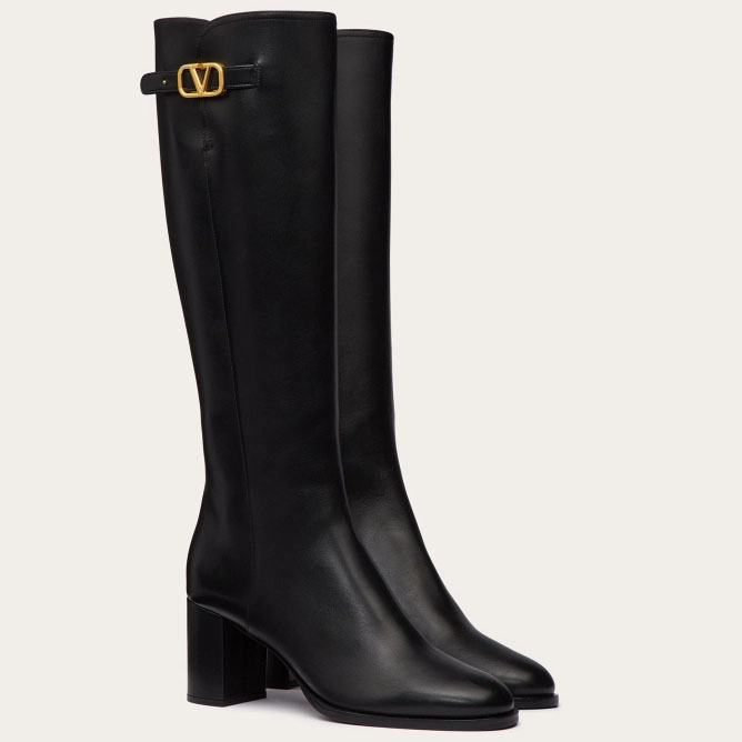 VALENTINO VLOGO SIGNATURE Calf leather high boots (heel 7cm high) - 图片 2