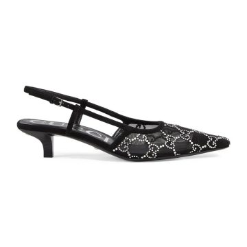 Gucci black pointed heels high heels shoes Rear lace up high heels