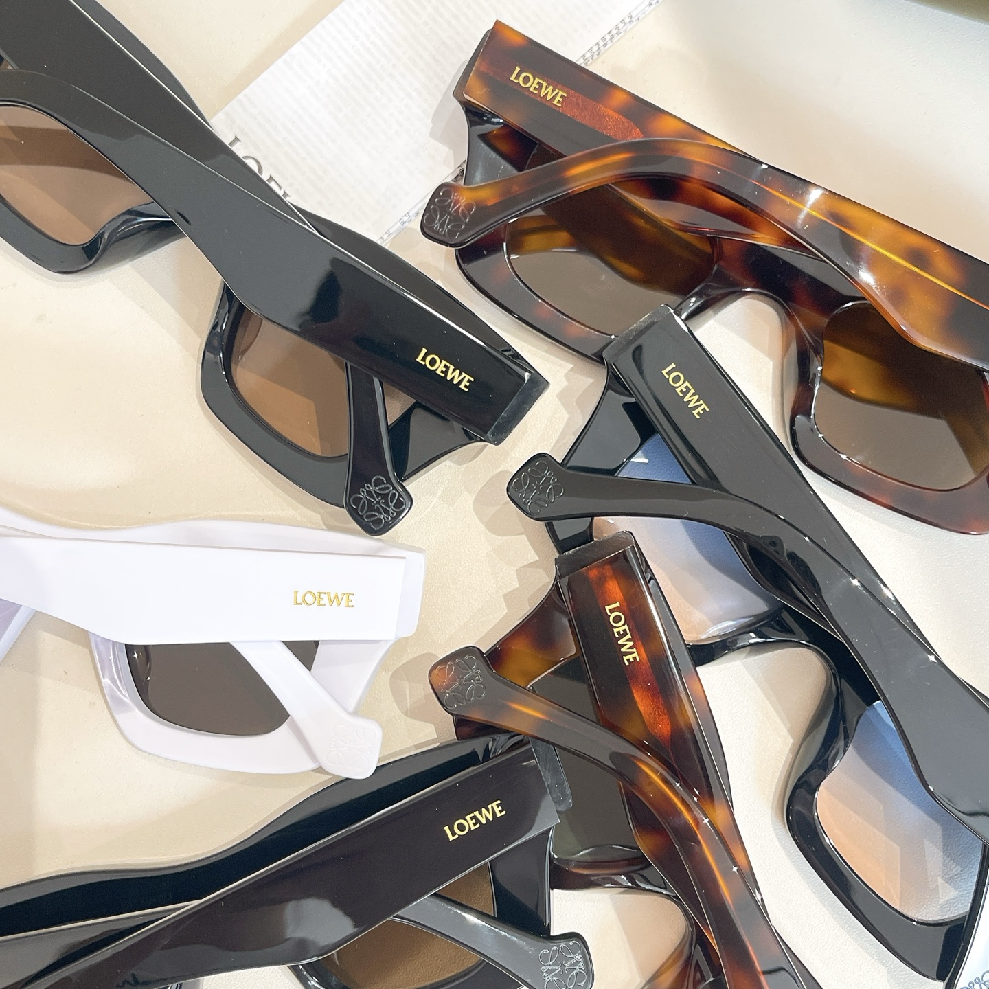 Loewe square frame glasses blue orange/black brown/black sepia/white/leopard brown/leopard green color Size 54口16-145 - 图片 7