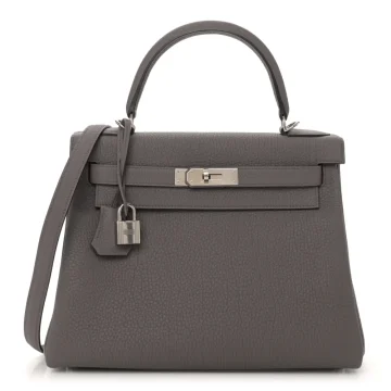 Hermès Kelly Retourne 28 Etain Togo Leather Palladium Hardware
