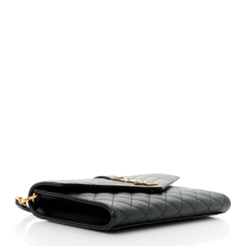 Saint Laurent Medium Clutch Black Triquilt Monogram Grain De Poudre Textured Mixed Matelasse Leather Gold Hardware - 图片 6