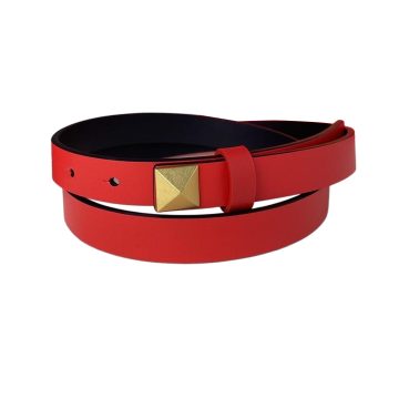 Valentino Rockstud Belt In Red/Black/Brown/Nude Calfskin With Gold Hardware 20mm
