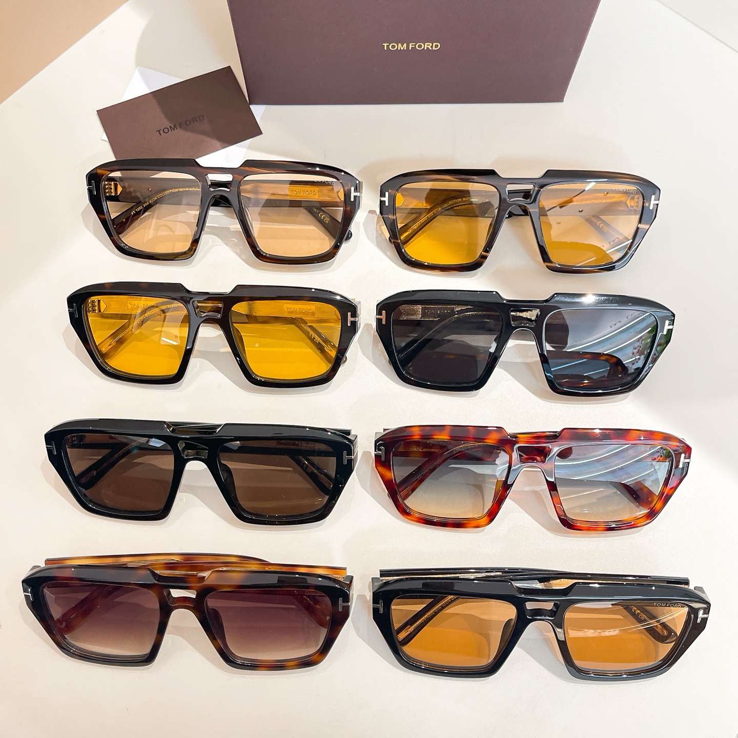 Tom Ford square frame glasses leopard apricot/leopard rust/yellow black/orange brown/tawny black/black/leopard blue/black brown color Size 56口19-140 - 图片 9