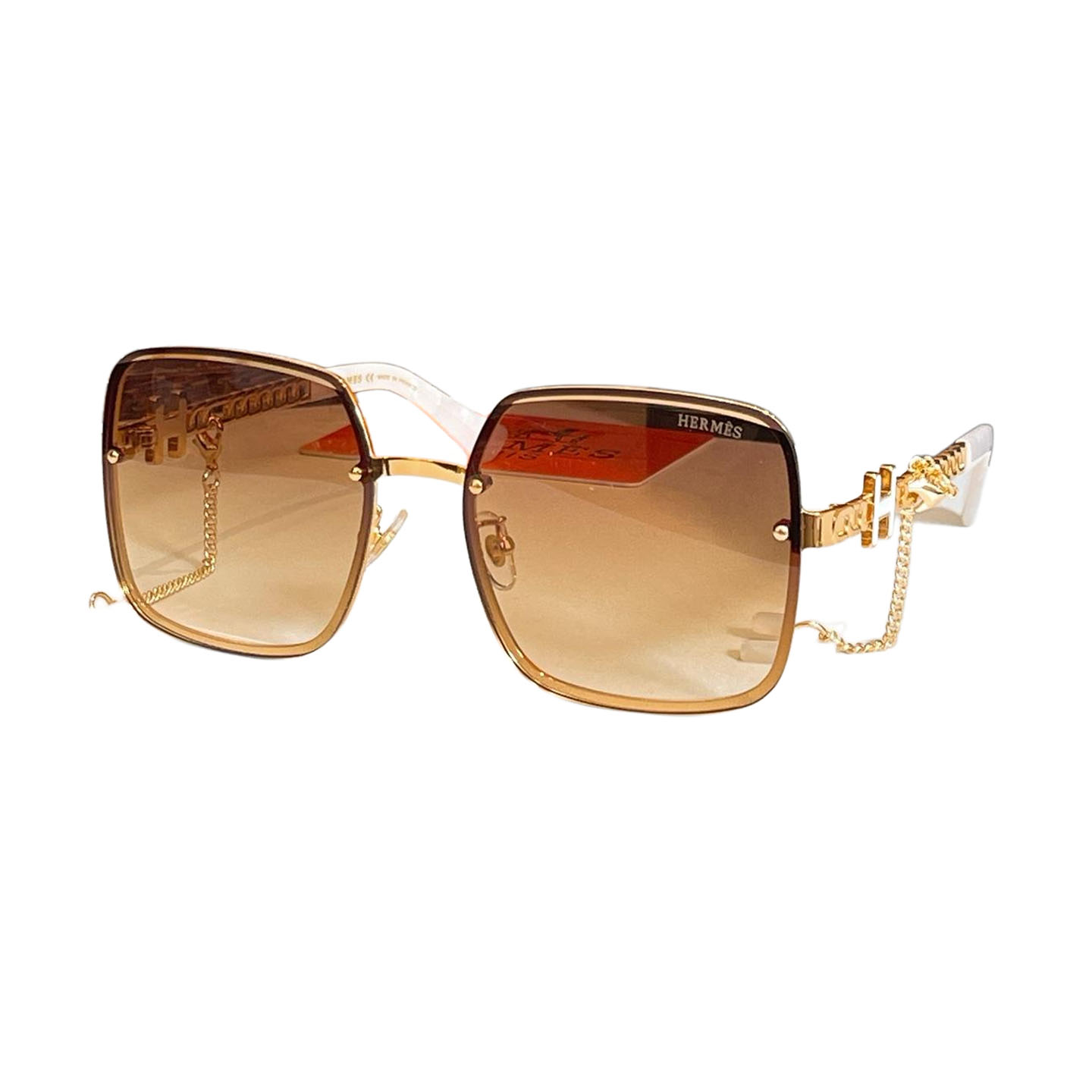 Hermès square frame glasses orange/green/white/black gold/black silver/blue/brown color Size 60口17-140 - 图片 3