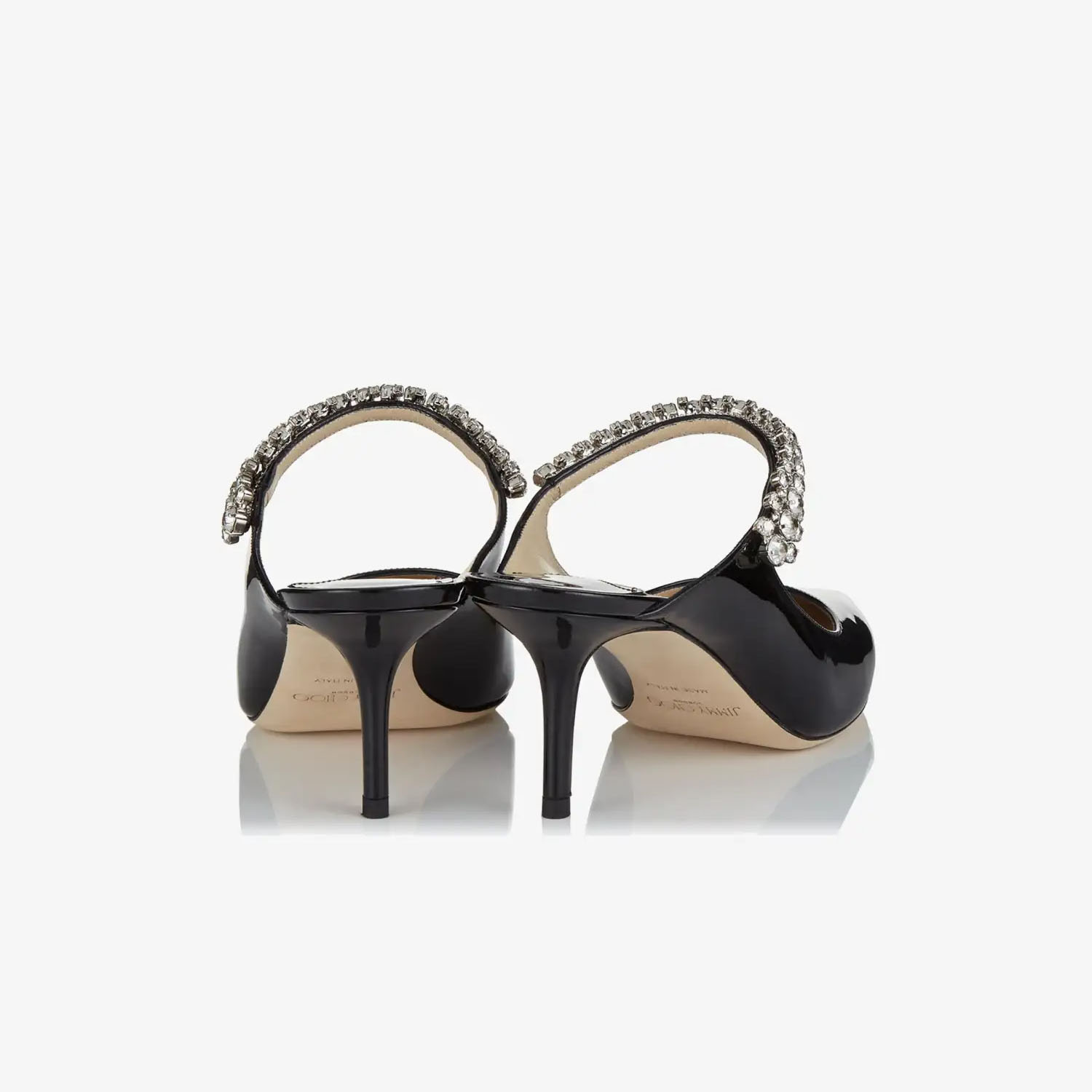 JIMMY CHOO Black patent leather crystal lace Muller shoes slippers - 图片 3
