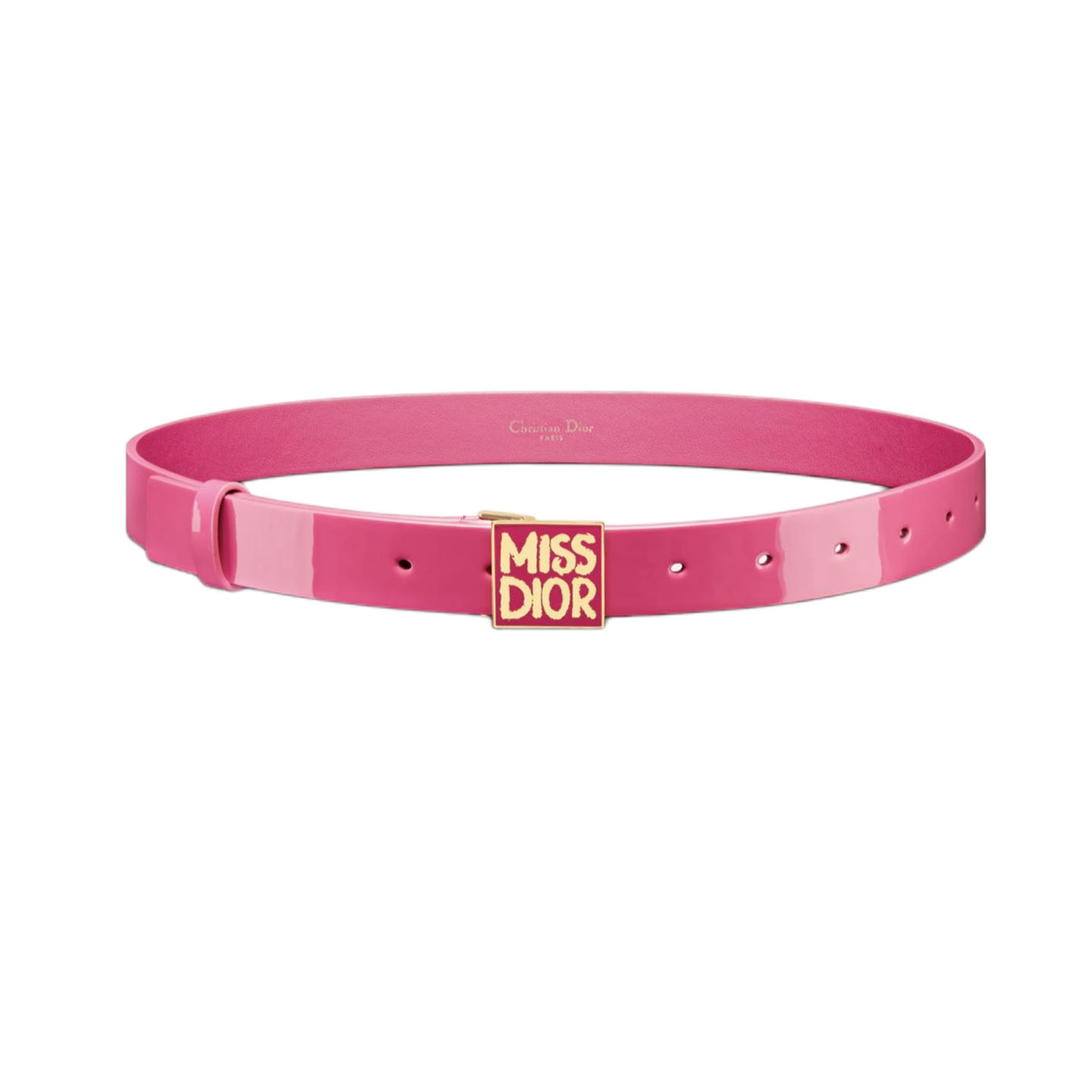 Dior Women' s Miss Dior Graffiti Buckle Belt In Black/Pink Calfskin With Gold Hardware 25mm - 图片 4