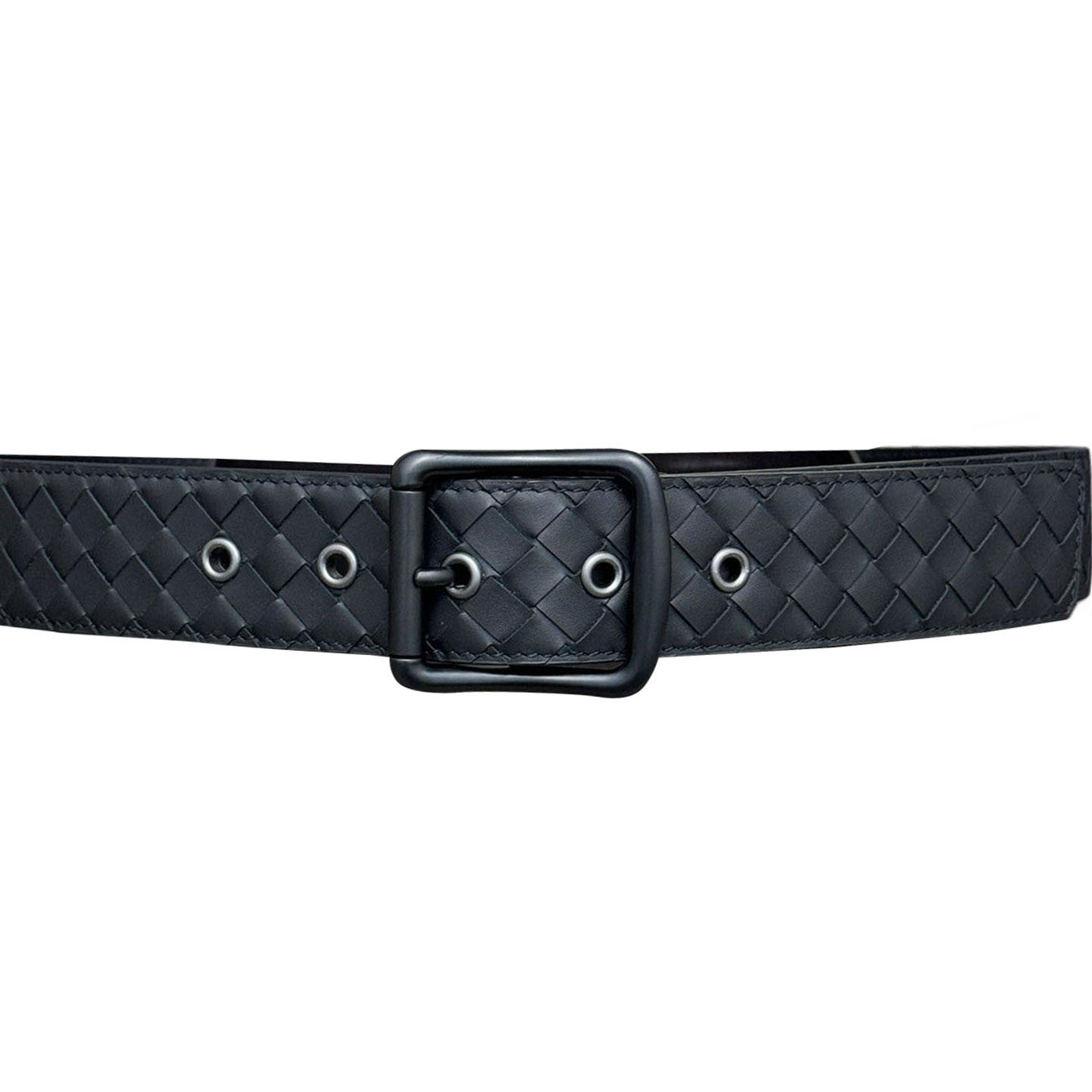 Bottega Veneta Men's Square Buckle Intrecciato Belt In Black/Coffee/Blue/Grey Calfskin With Silver/Black Hardware 40mm - 图片 2