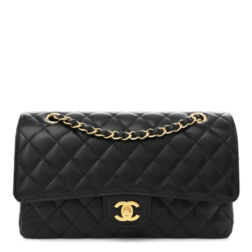 Chanel Double Flap Caviar Black Designer Handbags