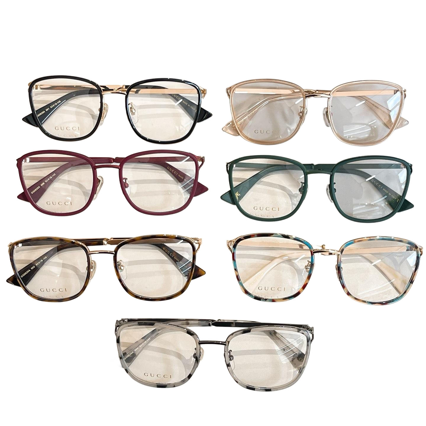 Gucci square frame glasses black gold/red/leopard/rose gold/camouflage/leopard rose gold color transparent lens Size 53口18-145 - 图片 7