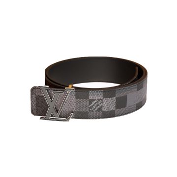 Louis Vuitton Men's Initiales Damoflage Belt In Grey Damier Canvas With Grey Hardware 40mm