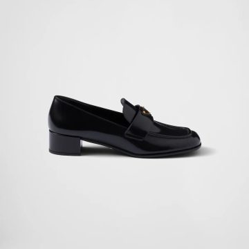 PRADA Black shiny leather loafers