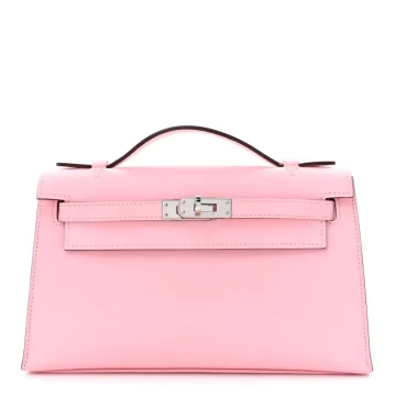 Hermès Kelly Pochette Clutch Rose Sakura Swift Leather Silver Hardware