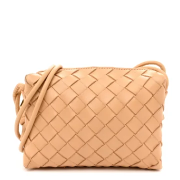 Bottega Veneta Mini Intrecciato Loop Camera Bag Almond Nappa Leather