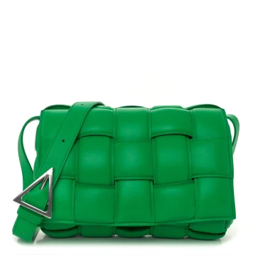 Bottega Veneta Maxi Intreccio Padded Cassette Crossbody Bag Parakeet Nappa Leather Silver Hardware