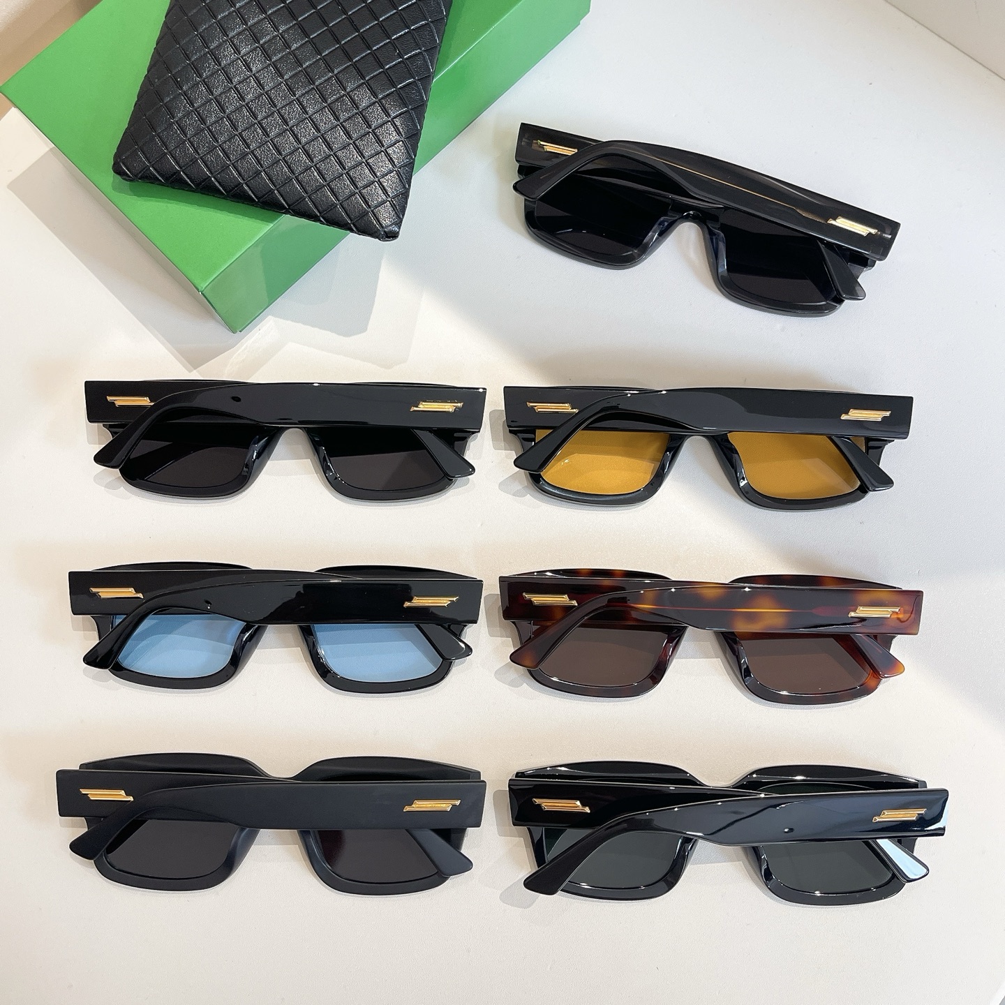 Bottega Veneta square frame glasses black/matte black/orange black/blue black/green black/brown leopard/black white color Size 47口19-140 - 图片 9