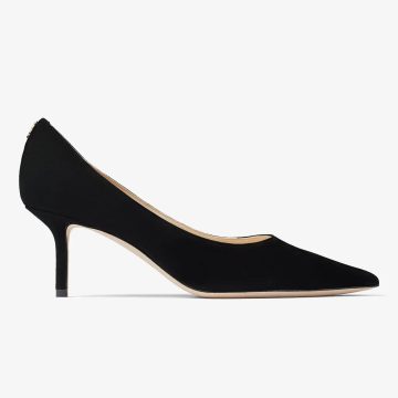 JIMMY CHOO JC logo buttoned black Velvet fabric pointy heels