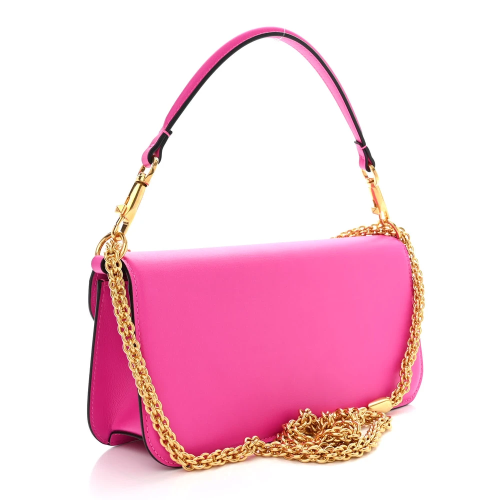 Valentino Garavani Small VLogo Loco Shoulder Bag Pink PP Calfskin Leather Gold Hardware - 图片 3