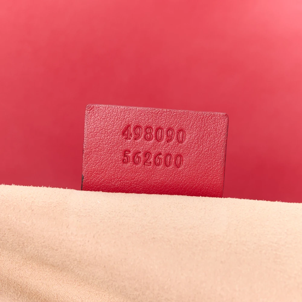 Gucci Large GG Marmont Shoulder Bag Hibiscus Red Calfskin Matelassé Leather Aged Gold Hardware - 图片 8