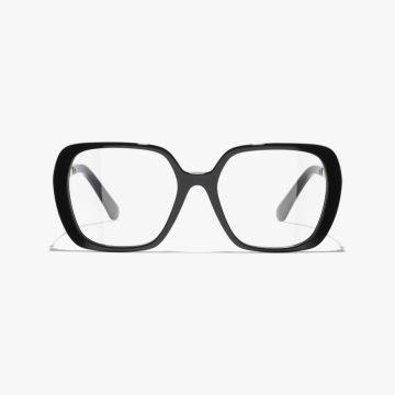 CHANEL square frame glasses black gold color size 54口18-145