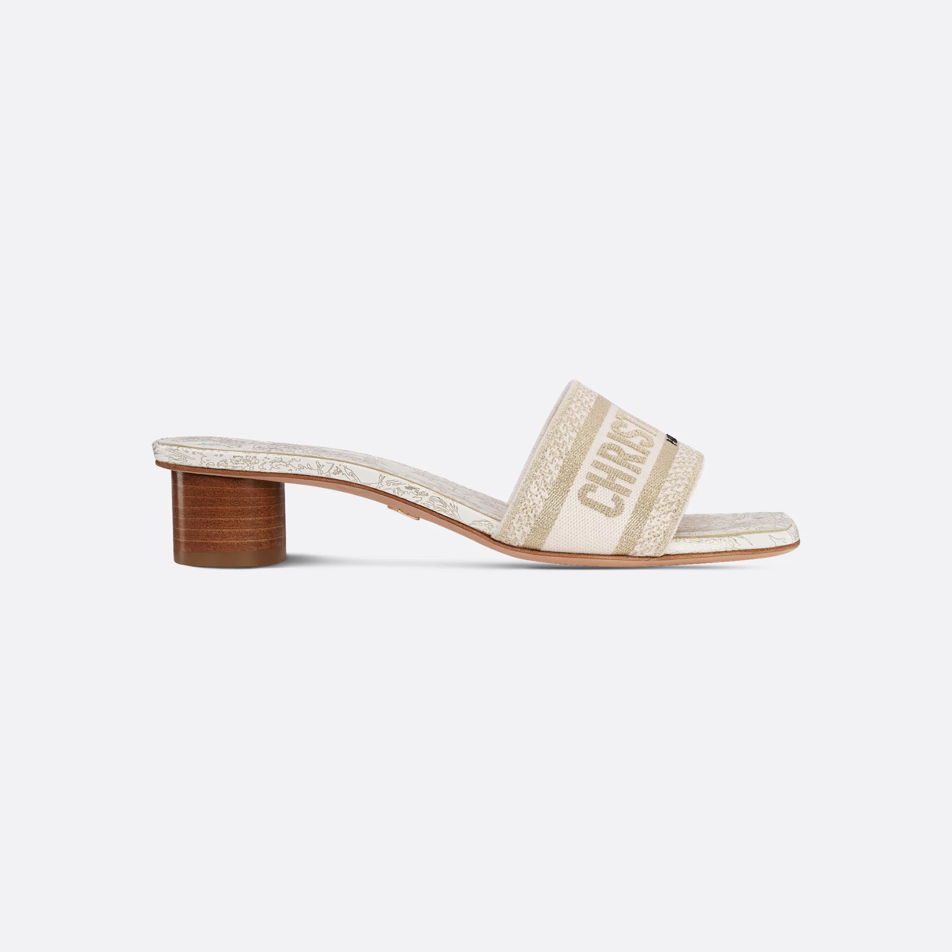 Dior square head and thick heel slippers