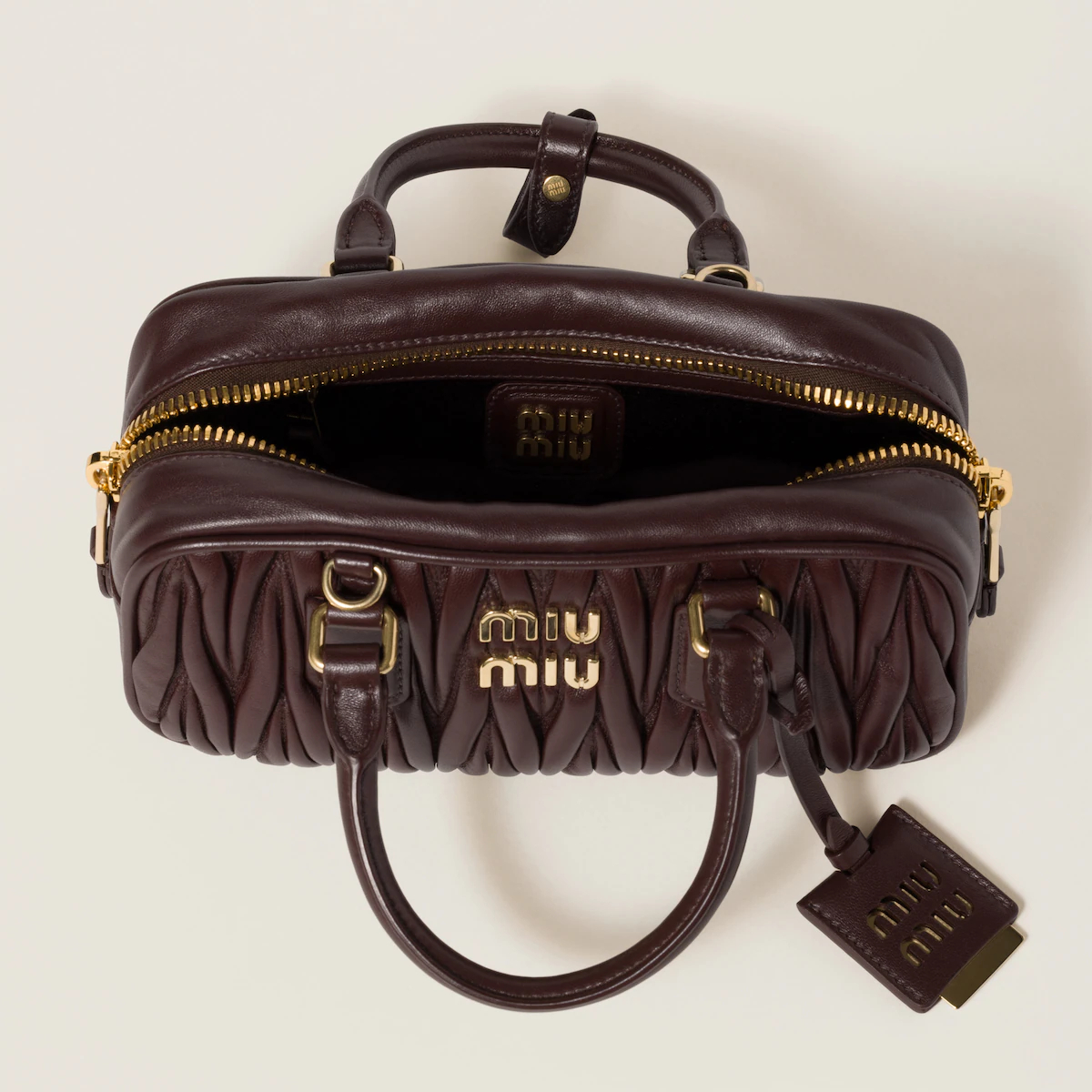 Miu Miu Arcadie matelassé Quilted Lambskin Leather Deep Brown Top-Handle Bags - 图片 4