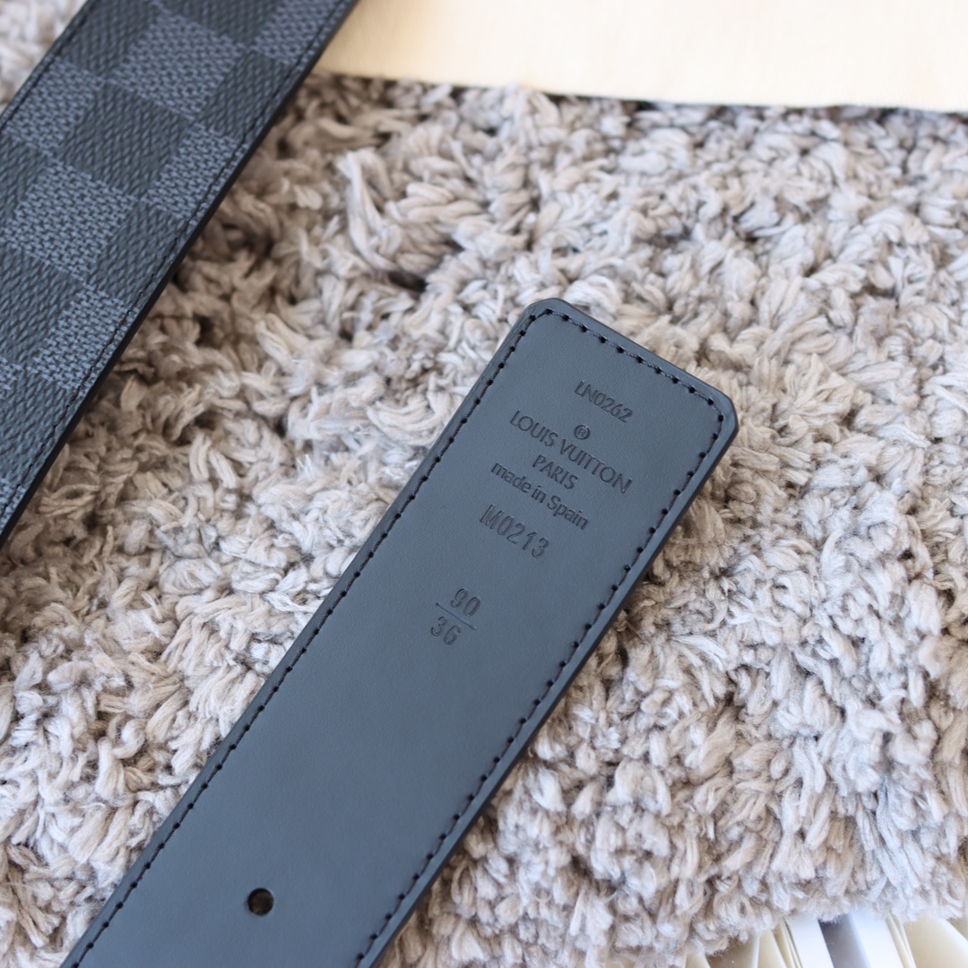 Louis Vuitton Men's Initiales Reversible Belt In Black/Grey/Brown Monogram And Damier Canvas With Silver/Black Hardware 40mm - 图片 8