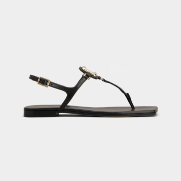 Roger Vivier Viv' By The Sea Sandals In Black Leather With Metal Buckle