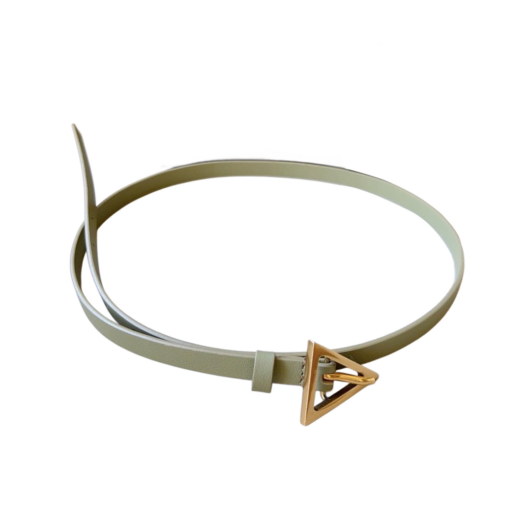 Bottega Veneta Women's Triangle Buckle Belt In Black/Green/Coffee Calfskin With Gold/Silver Hardware 13mm - 图片 7