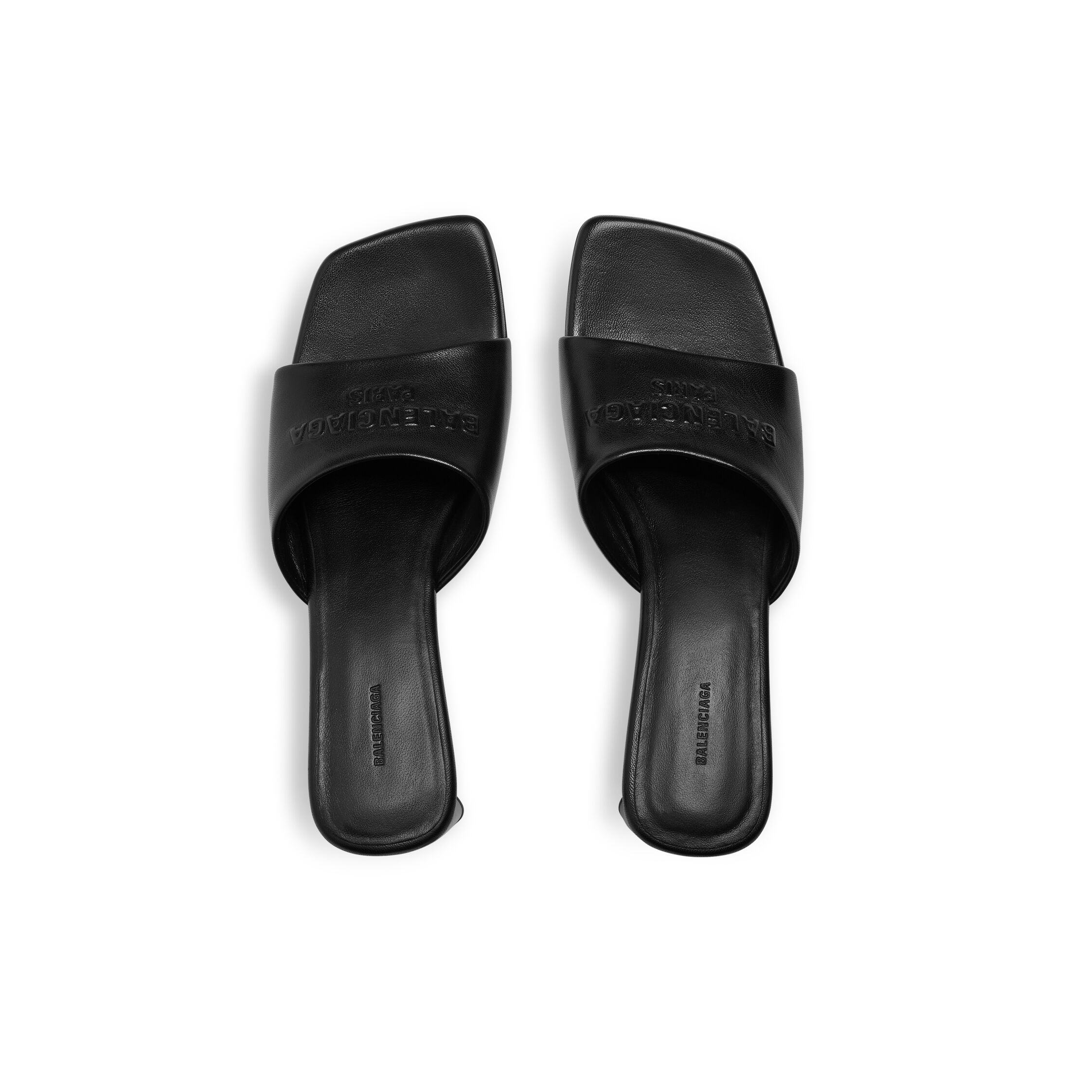 BALENCIAGA Black square toe chunky heel 60 mm sandals High Heels Slippers - 图片 5