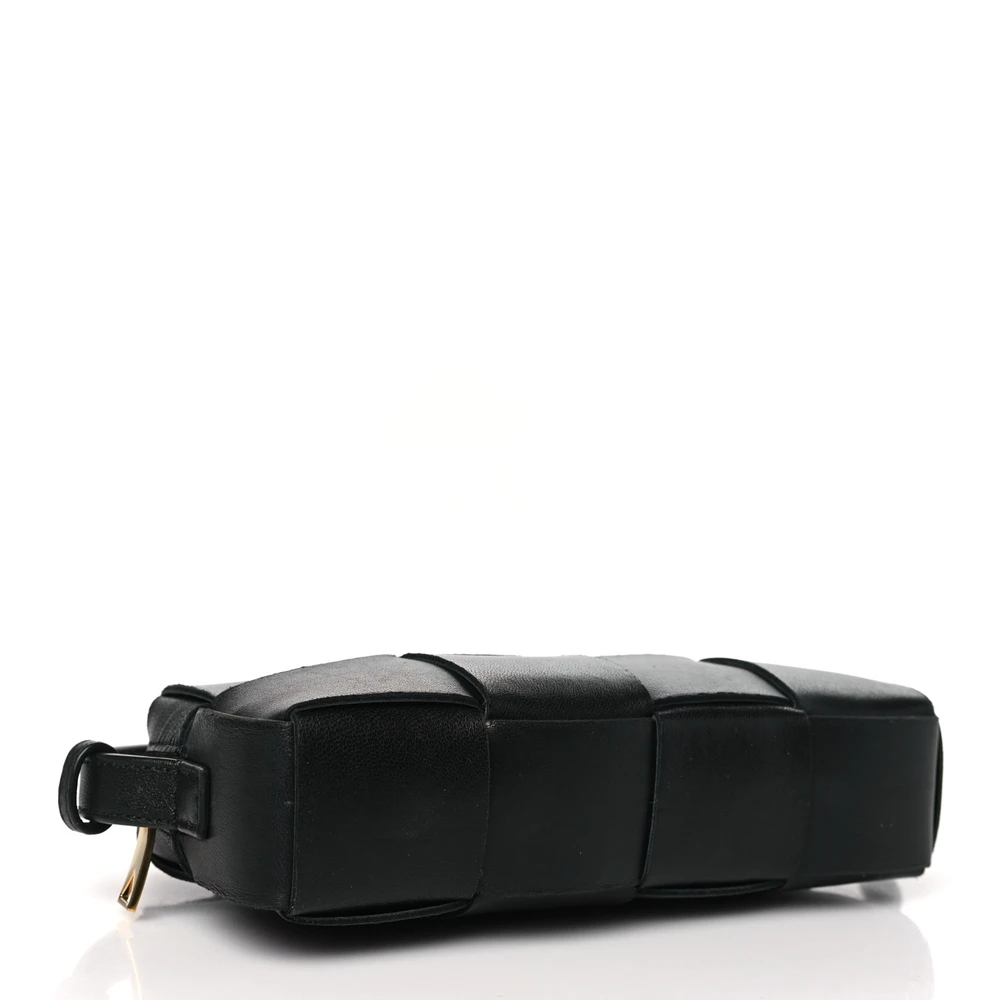 Bottega Veneta Mini Intreccio Cassette Phone Pouch Crossbody Bag Black Lambskin Leather - 图片 6
