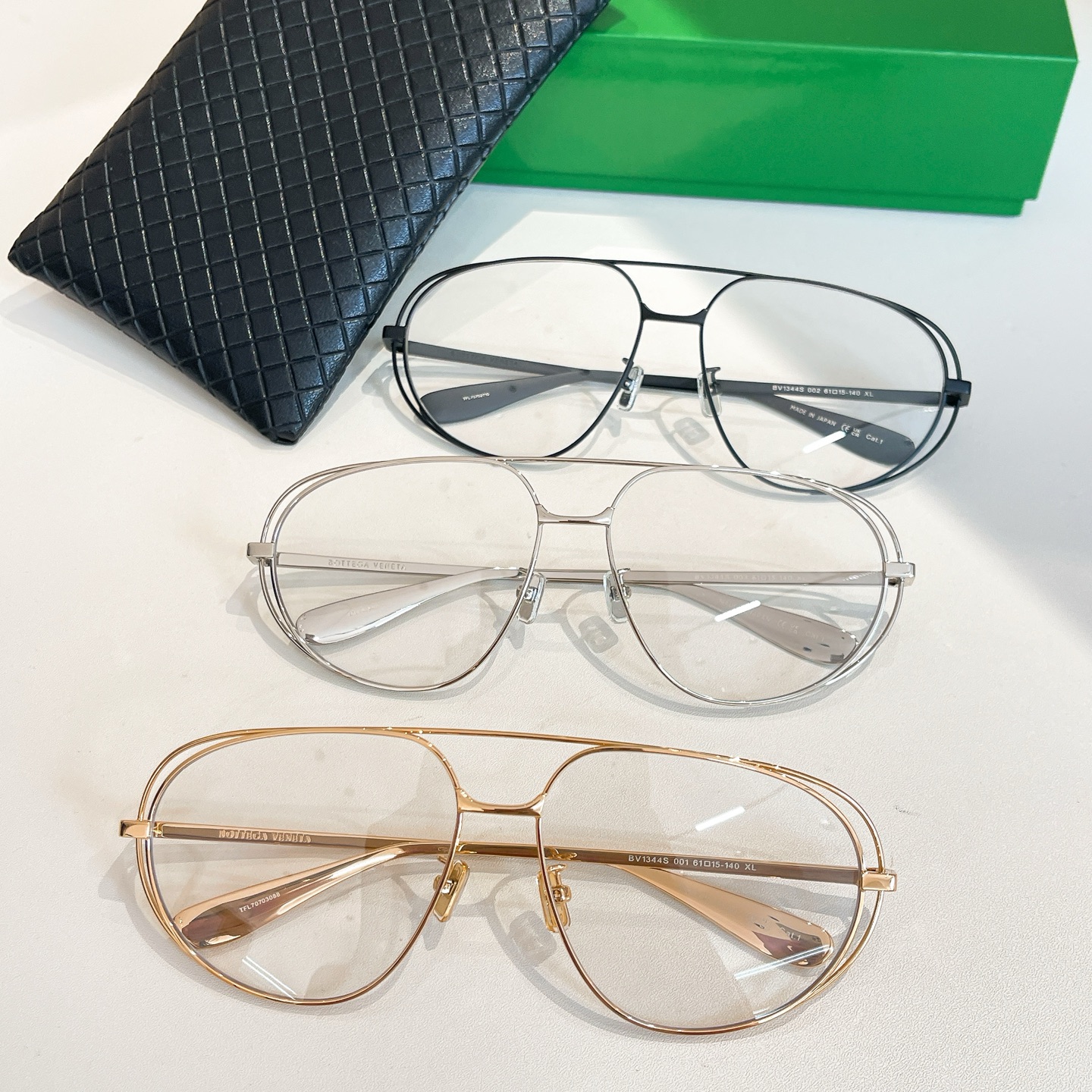 Bottega Veneta Pilot glasses black/silver/gold color Size 61口15-140 - 图片 6