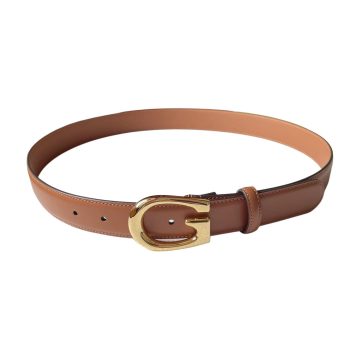 Gucci Women's G Buckle Belt In Brown/Black Smooth Calfskin With Gold/Silver Hardware 30mm