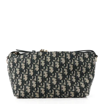 Dior Medium DiorTravel Nomad Pouch Blue Oblique Canvas Gold Hardware