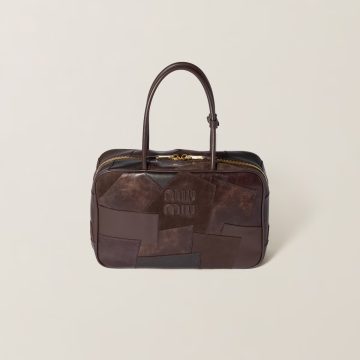 Miu Miu Beau Leather / Suede splicing Deep Brown Top-Handle Bags