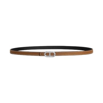 Hermès Women' s Millon H Buckle Reversible Belt In Brown/Black/Orange/White Epsom Calfskin With Silver Hardware 13mm