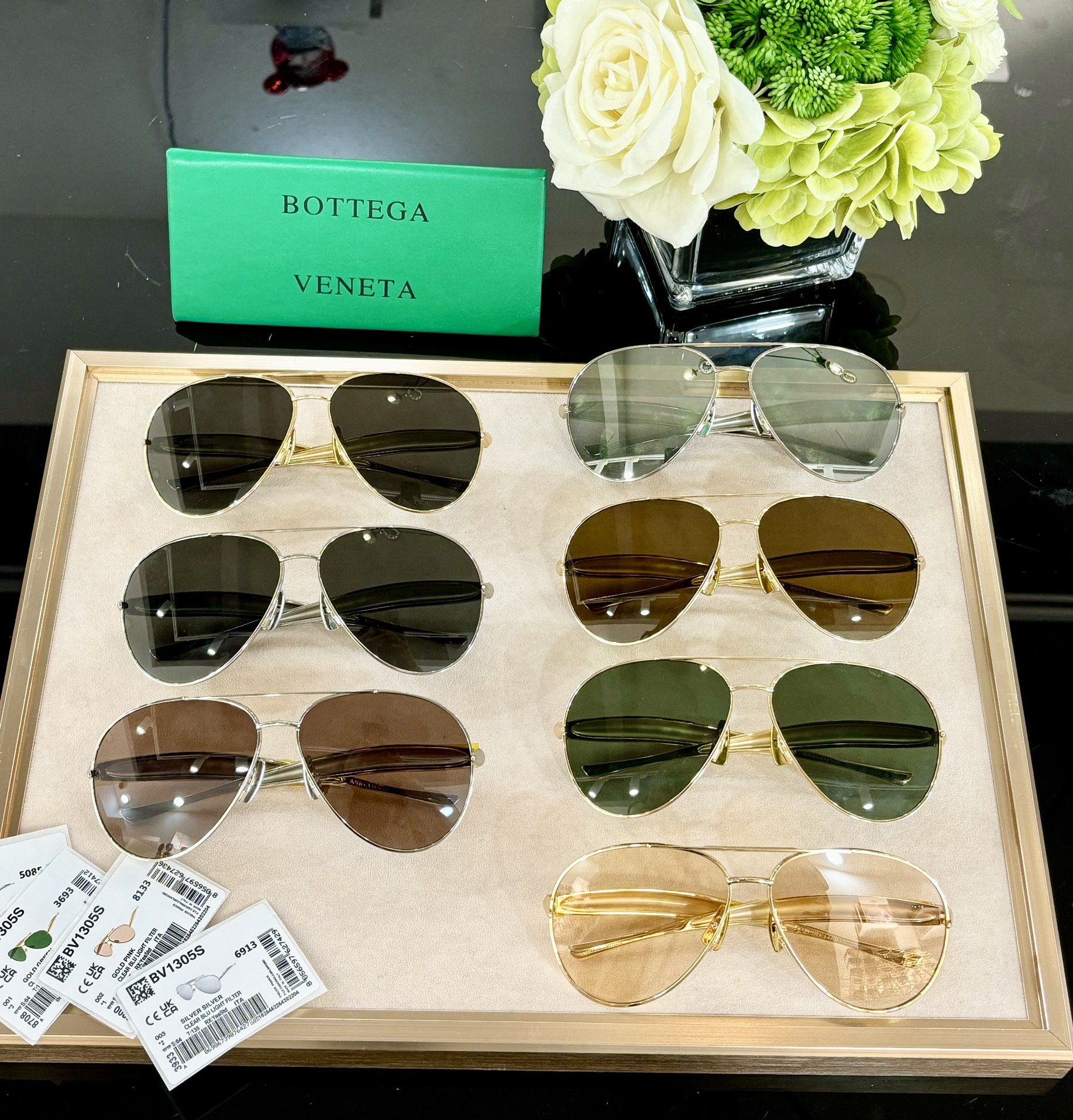 Bottega Veneta Pilot glasses black silver/black gold/silver/green gold/tawny/brown/coffee color Size 64-13-135 - 图片 9