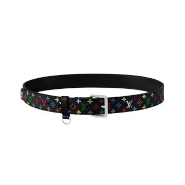 Louis Vuitton Women's LV x TM D-Ring Belt In Black/White Monogram Canvas With Silver/Gold Hardware 30mm