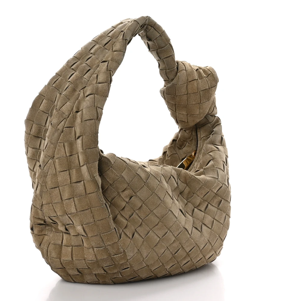 Bottega Veneta Maxi Teen Intrecciato Jodie Hobo Beige Suede & Calfskin Leather - 图片 3