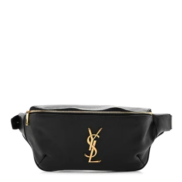 Saint Laurent Small Belt Bag Black Monogram Grain De Poudre Leather Gold Hardware