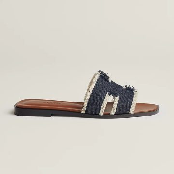 HERMES Oran Black Slippers