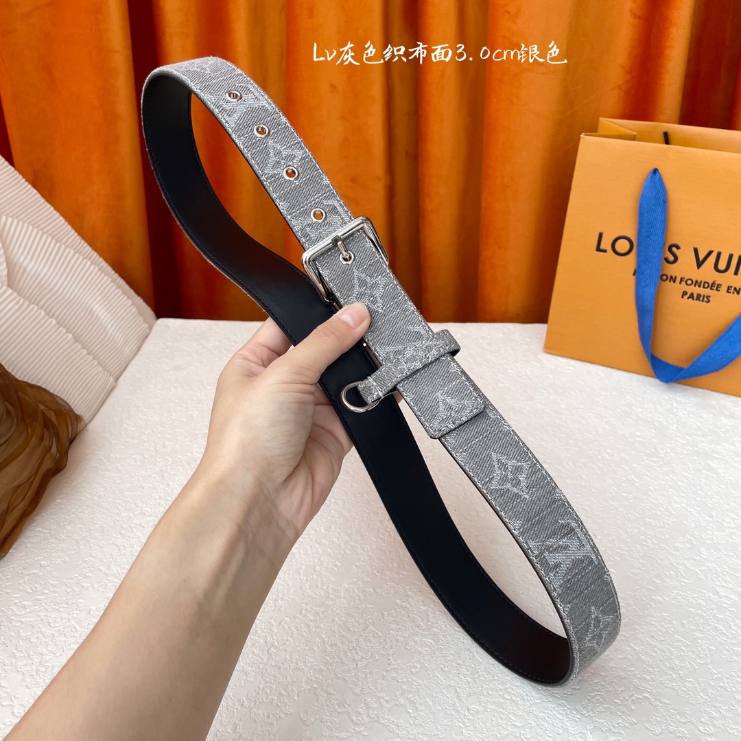 Louis Vuitton Women's D-Ring Raffia Belt In Grey Monogram Canvas With Silver Hardware 30mm - 图片 6