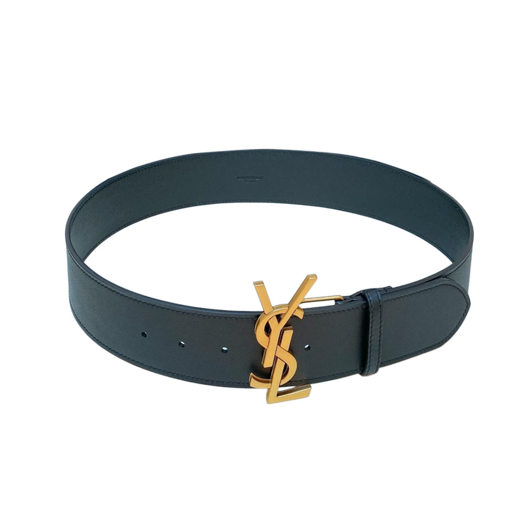 Saint Laurent Pairs Belt In White/Brown/Black/Coffee Smooth Calfskin With Gold Hardware 50mm - 图片 10