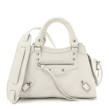 Balenciaga S Neo Classic City Bag Chalky White Grained Calfskin Leather Silver Hardware