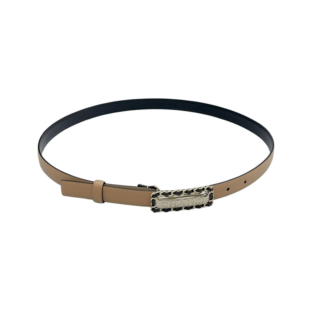 Chanel Women's Rectangled Buckle Thin Belt In Brown/Arrowroot/Champagne Gold/Pink/Pale Pink/Red/Black/White Calfskin With Gold/Silver Hardware 20mm - 图片 4
