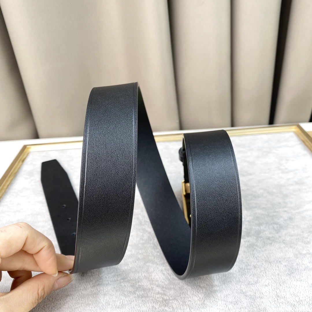 Balenciaga Men's Moto Logo Belt In Black Natural Calfskin With Gold/Silver Hardware 35mm - 图片 6