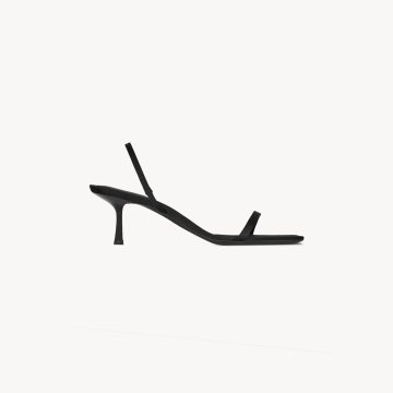 Yves Saint Laurent Black crepe satin stiletto sandals